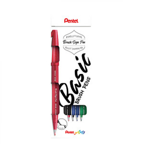 Pentel SES15C Brush-Pen farbsortiert, 4 St.