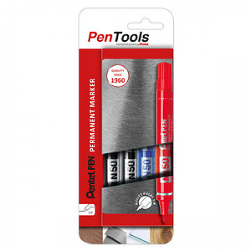 Pentel PenTools N50-PRO4ABCEU Permanentmarker farbsortiert 3,0 mm, 4 St.