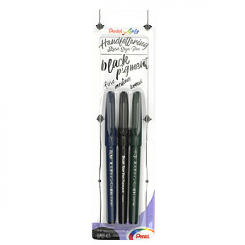 Pentel XSES14/3-ANN2 Brush-Pen schwarz, 3 St.