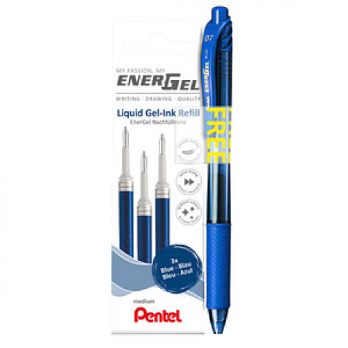 AKTION: Pentel EnerGel Gelschreiberminen blau 0,35 mm 1 Set + GRATIS Pentel EnerGel BL107 Gelschreiber blau