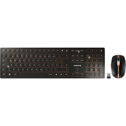 CHERRY DW 9100 SLIM Tastatur-Maus-Set kabellos schwarz, bronze