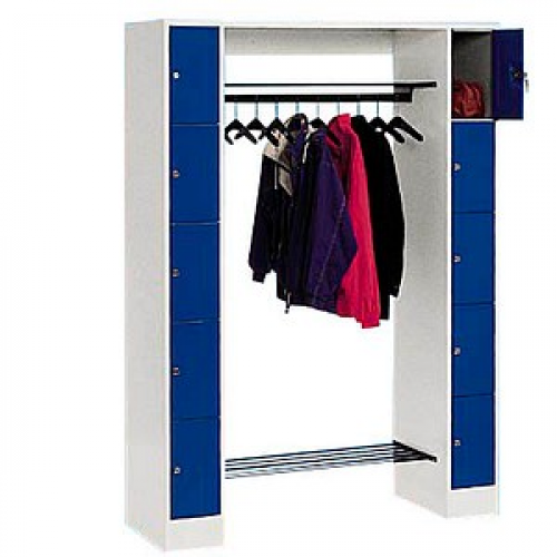 CP Garderobe mit Schließfächern Serie 8070 lichtgrau, enzianblau 80710-00 S10005, 10 Schließfächer 143,0 x 48,0 x 195,0 cm