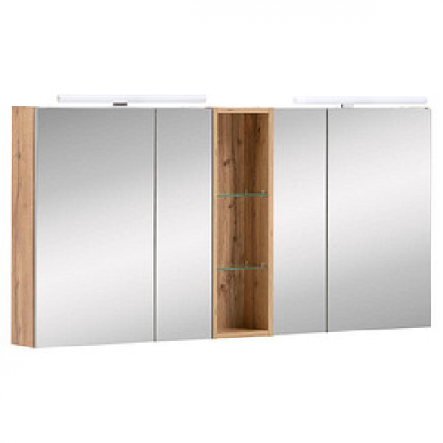 MÖBELPARTNER Spiegelschrank Duo 701523 eiche landhaus 140,0 x 16,0 x 75,0 cm