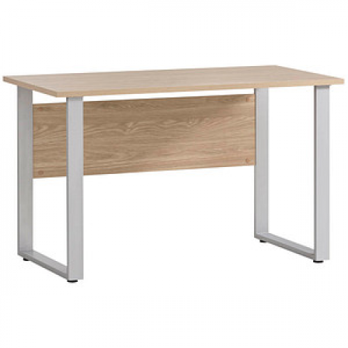 MÖBELPARTNER Antero Schreibtisch eiche rechteckig, U-Fuß-Gestell silber 120,0 x 65,0 cm