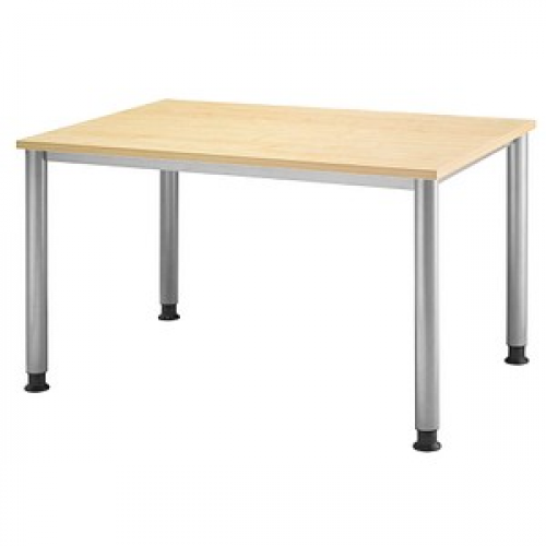 HAMMERBACHER Orbis höhenverstellbarer Schreibtisch ahorn rechteckig, 4-Fuß-Gestell silber 120,0 x 80,0 cm