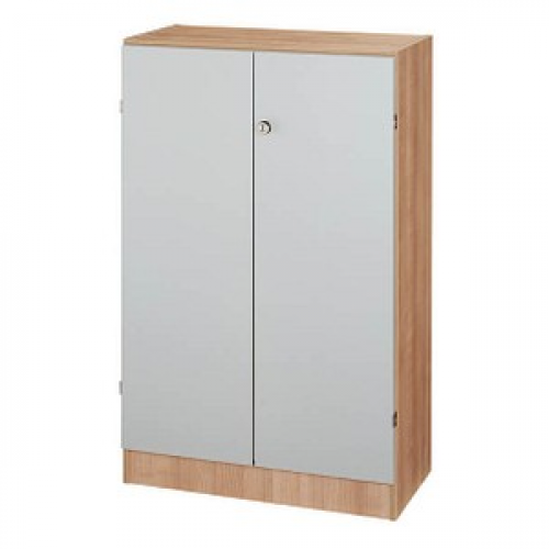 HAMMERBACHER Aktenschrank Schrank Prokura, V6550/N/S/SG nussbaum, silber 2 Fachböden 80,0 x 42,0 x 127,0 cm