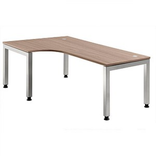 HAMMERBACHER Prokura höhenverstellbarer Schreibtisch nussbaum L-Form, 5-Fuß-Gestell silber 200,0 x 120,0 cm