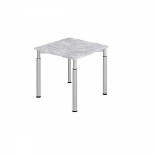 HAMMERBACHER YS08 höhenverstellbarer Schreibtisch beton quadratisch, 4-Fuß-Gestell silber 80,0 x 80,0 cm