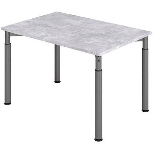 HAMMERBACHER YS12 höhenverstellbarer Schreibtisch beton rechteckig, 4-Fuß-Gestell grau 120,0 x 80,0 cm