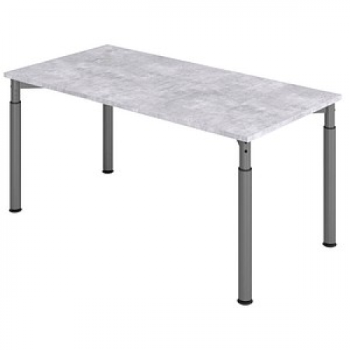 HAMMERBACHER YS16 höhenverstellbarer Schreibtisch beton rechteckig, 4-Fuß-Gestell grau 160,0 x 80,0 cm