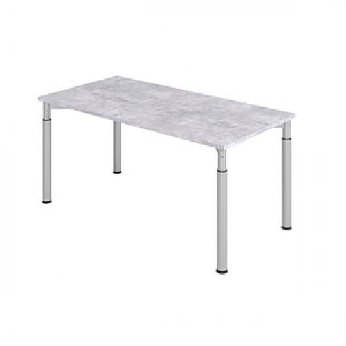 HAMMERBACHER YS16 höhenverstellbarer Schreibtisch beton rechteckig, 4-Fuß-Gestell silber 160,0 x 80,0 cm