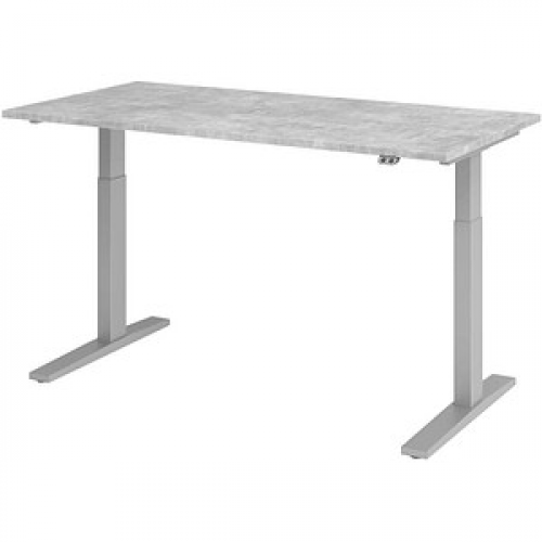 HAMMERBACHER XMKA16 elektrisch höhenverstellbarer Schreibtisch beton rechteckig, C-Fuß-Gestell silber 160,0 x 80,0 cm