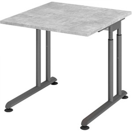 HAMMERBACHER ZS08 höhenverstellbarer Schreibtisch beton quadratisch, C-Fuß-Gestell grau 80,0 x 80,0 cm