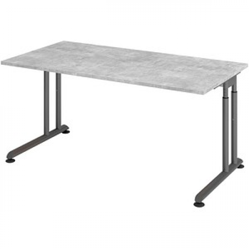 HAMMERBACHER ZS16 höhenverstellbarer Schreibtisch beton rechteckig, C-Fuß-Gestell grau 160,0 x 80,0 cm