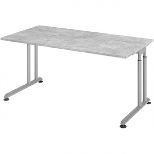 HAMMERBACHER ZS16 höhenverstellbarer Schreibtisch beton rechteckig, C-Fuß-Gestell silber 160,0 x 80,0 cm