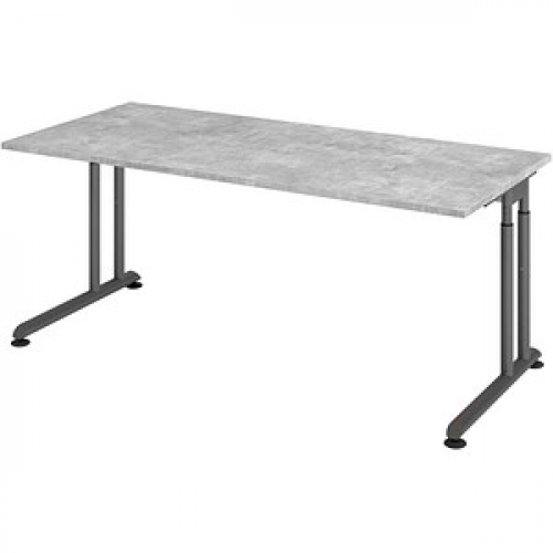 HAMMERBACHER ZS19 höhenverstellbarer Schreibtisch beton rechteckig, C-Fuß-Gestell grau 180,0 x 80,0 cm