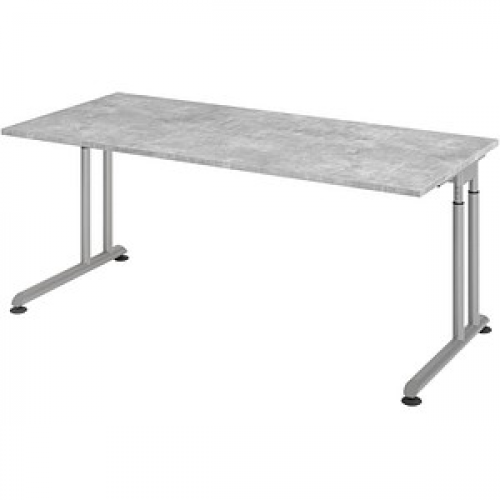 HAMMERBACHER ZS19 höhenverstellbarer Schreibtisch beton rechteckig, C-Fuß-Gestell silber 180,0 x 80,0 cm