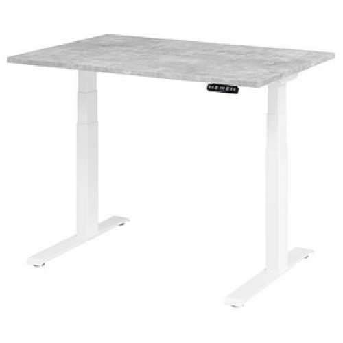 HAMMERBACHER XDKB12 elektrisch höhenverstellbarer Schreibtisch beton rechteckig, C-Fuß-Gestell weiß 120,0 x 80,0 cm