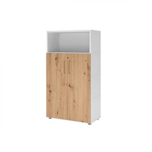 HAMMERBACHER Regalschrank FlexWall, VFW48T3KG/W/R/BS weiß, asteiche 80,0 x 40,0 x 145,0 cm