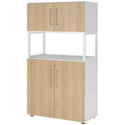 HAMMERBACHER Regalschrank FlexWall, VFW48K5RG/W/E/BS weiß, eiche 80,0 x 40,0 x 145,0 cm