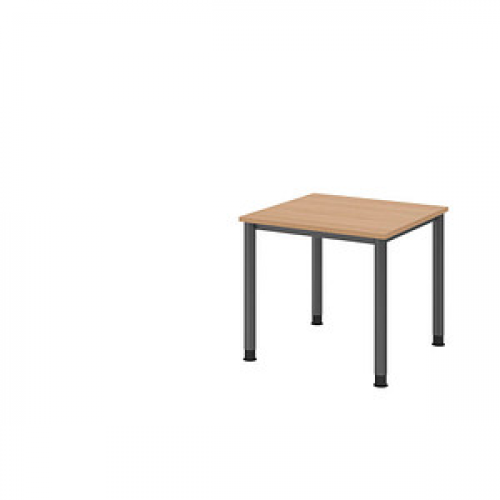 HAMMERBACHER HS08 höhenverstellbarer Schreibtisch eiche quadratisch, 4-Fuß-Gestell grau 80,0 x 80,0 cm