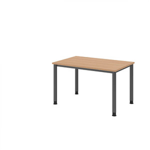 HAMMERBACHER HS12 höhenverstellbarer Schreibtisch eiche rechteckig, 4-Fuß-Gestell grau 120,0 x 80,0 cm