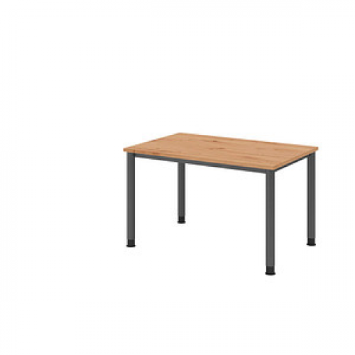 HAMMERBACHER HS12 höhenverstellbarer Schreibtisch asteiche rechteckig, 4-Fuß-Gestell grau 120,0 x 80,0 cm