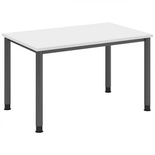 HAMMERBACHER HS12 höhenverstellbarer Schreibtisch weiß rechteckig, 4-Fuß-Gestell grau 120,0 x 80,0 cm