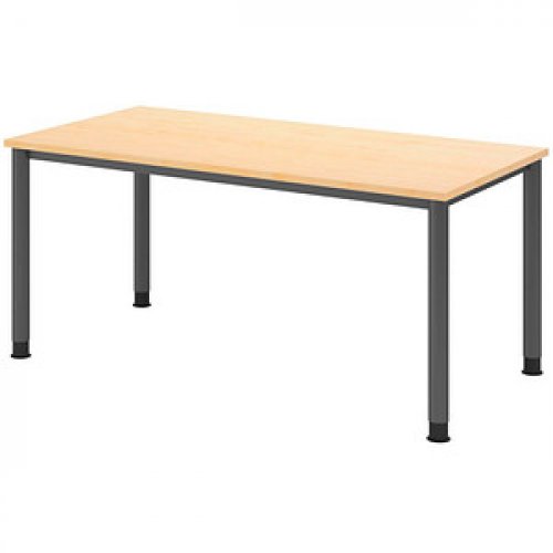 HAMMERBACHER HS16 höhenverstellbarer Schreibtisch ahorn rechteckig, 4-Fuß-Gestell grau 160,0 x 80,0 cm