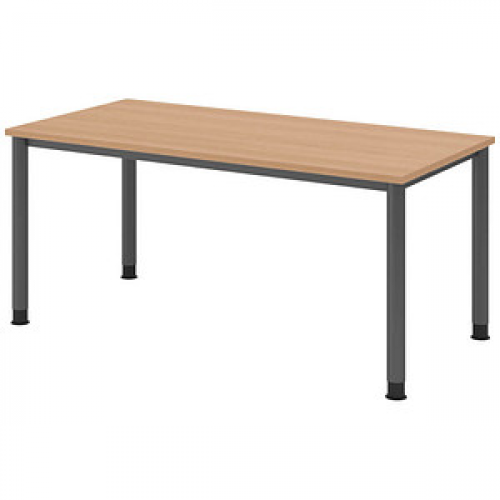 HAMMERBACHER HS16 höhenverstellbarer Schreibtisch eiche rechteckig, 4-Fuß-Gestell grau 160,0 x 80,0 cm