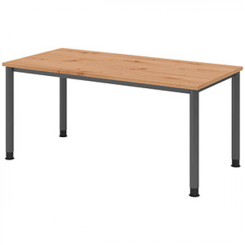 HAMMERBACHER HS16 höhenverstellbarer Schreibtisch asteiche rechteckig, 4-Fuß-Gestell grau 160,0 x 80,0 cm