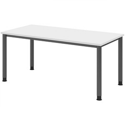 HAMMERBACHER HS16 höhenverstellbarer Schreibtisch weiß rechteckig, 4-Fuß-Gestell grau 160,0 x 80,0 cm