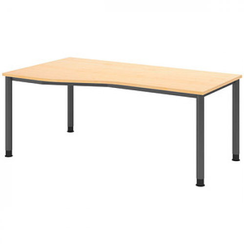 HAMMERBACHER HS18 höhenverstellbarer Schreibtisch ahorn Trapezform, 4-Fuß-Gestell grau 180,0 x 80,0/100,0 cm