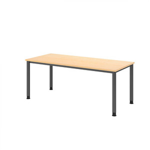 HAMMERBACHER HS19 höhenverstellbarer Schreibtisch ahorn rechteckig, 4-Fuß-Gestell grau 180,0 x 80,0 cm