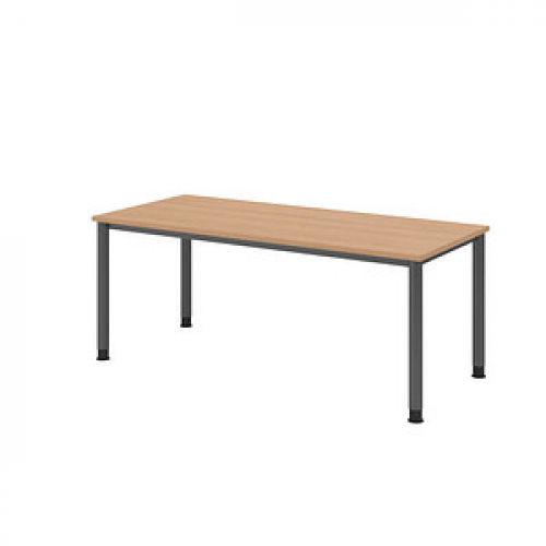 HAMMERBACHER HS19 höhenverstellbarer Schreibtisch eiche rechteckig, 4-Fuß-Gestell grau 180,0 x 80,0 cm