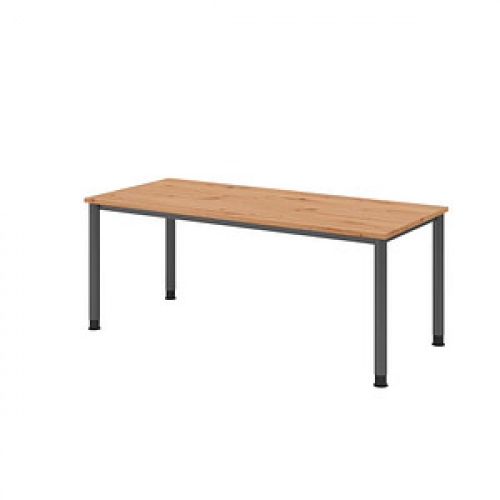 HAMMERBACHER HS19 höhenverstellbarer Schreibtisch asteiche rechteckig, 4-Fuß-Gestell grau 180,0 x 80,0 cm