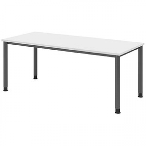 HAMMERBACHER HS19 höhenverstellbarer Schreibtisch weiß rechteckig, 4-Fuß-Gestell grau 180,0 x 80,0 cm