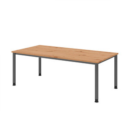 HAMMERBACHER HS2E Orbis höhenverstellbarer Schreibtisch asteiche rechteckig, 4-Fuß-Gestell grau 200,0 x 100,0 cm