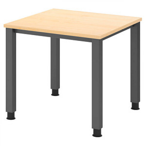 HAMMERBACHER QS08 höhenverstellbarer Schreibtisch ahorn quadratisch, 4-Fuß-Gestell grau 80,0 x 80,0 cm