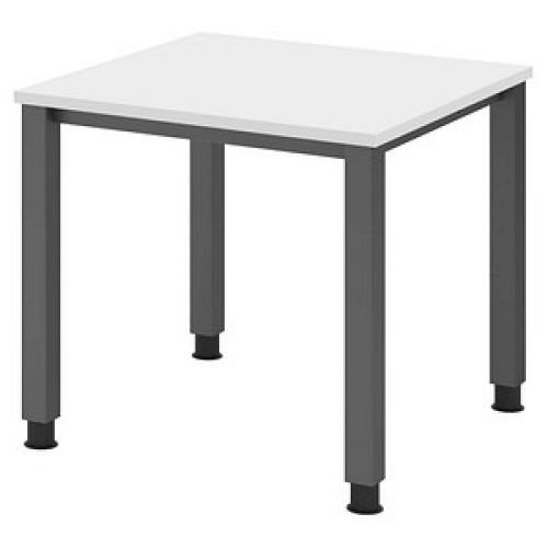 HAMMERBACHER QS08 höhenverstellbarer Schreibtisch weiß quadratisch, 4-Fuß-Gestell grau 80,0 x 80,0 cm