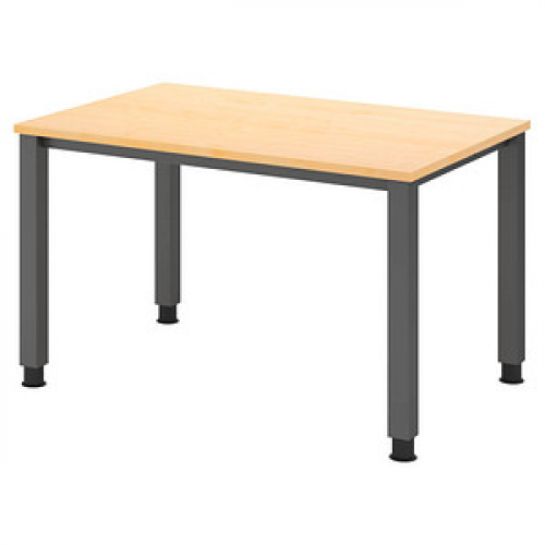 HAMMERBACHER QS12 höhenverstellbarer Schreibtisch ahorn rechteckig, 4-Fuß-Gestell grau 120,0 x 80,0 cm