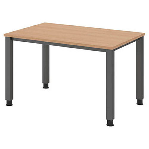 HAMMERBACHER QS12 höhenverstellbarer Schreibtisch eiche rechteckig, 4-Fuß-Gestell grau 120,0 x 80,0 cm