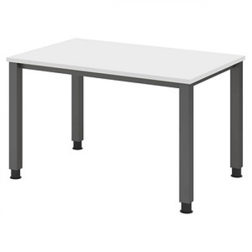 HAMMERBACHER QS12 höhenverstellbarer Schreibtisch weiß rechteckig, 4-Fuß-Gestell grau 120,0 x 80,0 cm