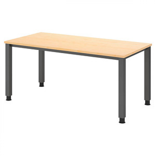 HAMMERBACHER QS16 höhenverstellbarer Schreibtisch ahorn rechteckig, 4-Fuß-Gestell grau 160,0 x 80,0 cm