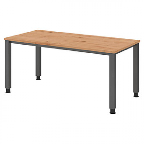 HAMMERBACHER QS16 höhenverstellbarer Schreibtisch asteiche rechteckig, 4-Fuß-Gestell grau 160,0 x 80,0 cm