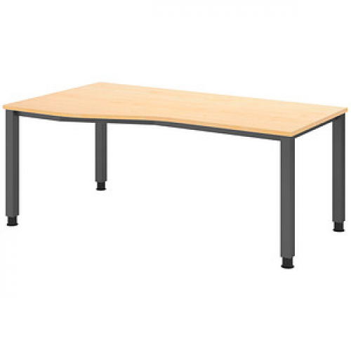 HAMMERBACHER QS18 höhenverstellbarer Schreibtisch ahorn Trapezform, 4-Fuß-Gestell grau 180,0 x 80,0/100,0 cm