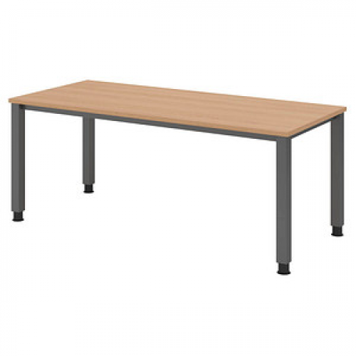 HAMMERBACHER QS19 höhenverstellbarer Schreibtisch eiche rechteckig, 4-Fuß-Gestell grau 180,0 x 80,0 cm