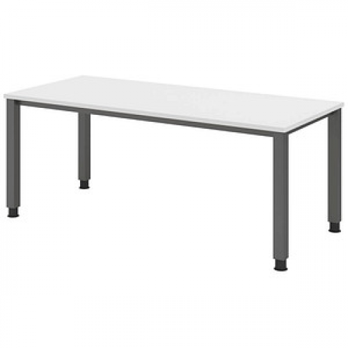 HAMMERBACHER QS19 höhenverstellbarer Schreibtisch weiß rechteckig, 4-Fuß-Gestell grau 180,0 x 80,0 cm