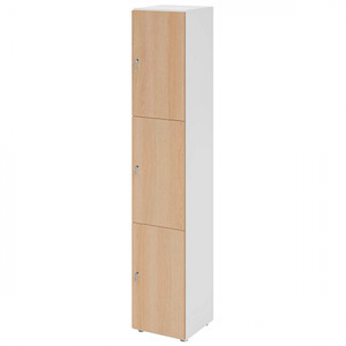 HAMMERBACHER Schließfachschrank weiß, eiche V264L3/W/E/DS, 3 Schließfächer 40,0 x 42,0 x 215,6 cm