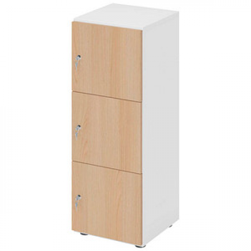 HAMMERBACHER Schließfachschrank weiß, eiche V234L3/W/E/DS, 3 Schließfächer 40,0 x 42,0 x 110,0 cm